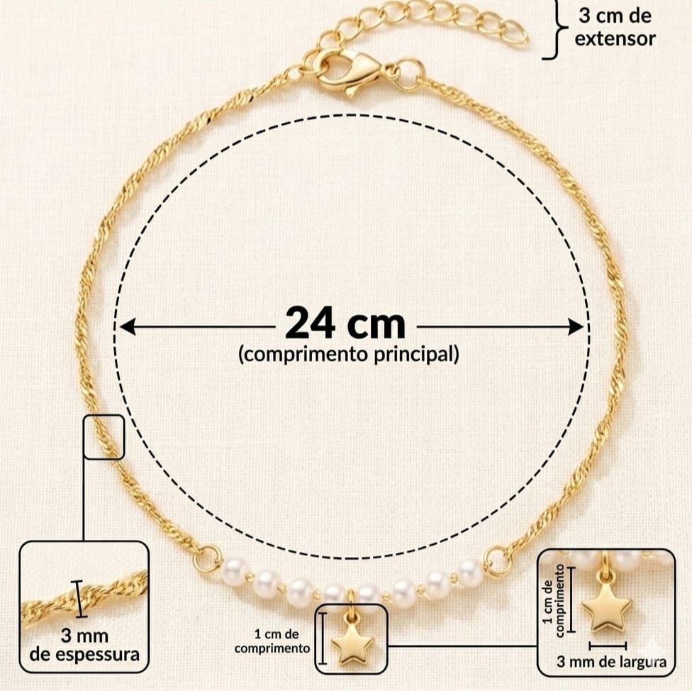 Tornozeleira com Perolas e Estrela